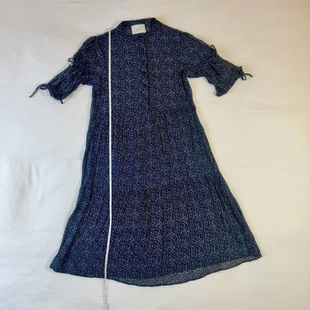 JUST Female Zoe Midi Dress Navy Floral Women's Small Peasant Scandi Boho Indie - Picture 7 of 16